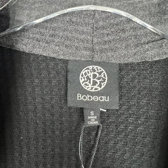 NWT Bobeau Open Front Colorblock Waffle Knit Cardigan Charcoal Black Size Small - Picture 4 of 9